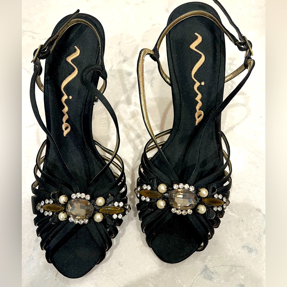 Nina sequined “Filma” black heels